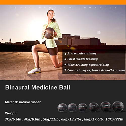 Medicine Ball AGYH Binaural Rubber, Home Gym Core Training Aerobics Elastic Fitness Ball, 3kg/4kg/5kg/6kg/8kg/10kg (Size : 3kg/6.6lb)