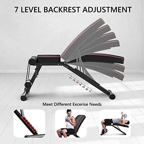 Dripex sports Adjustable Olympic Weight Bench - Utility Exercise Workout Bench for Full Body, Home Gym Strength Training/7-Level, 330 lbs Capacity, Fordable Incline&Decline Bench