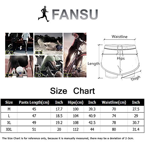 Fansu Men's Sport Shorts 2 in 1 Gym Shorts, Summer Tight Liner Double Layer with Pockets Quick Dry Breathable Jogging Bodybuilding Training Exercise Running Pants (red,L)