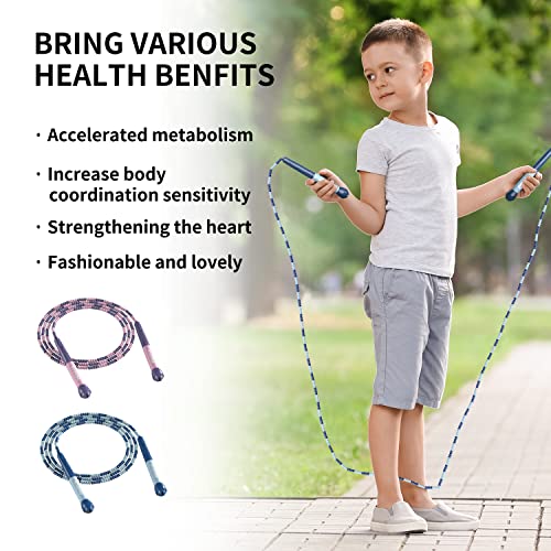 PROIRON Soft Beaded Skipping Rope,tangle free,jump rope for kids,2.8M adjustable length, blue,for beginners students
