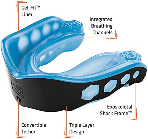 Shock Doctor Unisex's Gel Max Mouthguard, Blue/Black, Adult