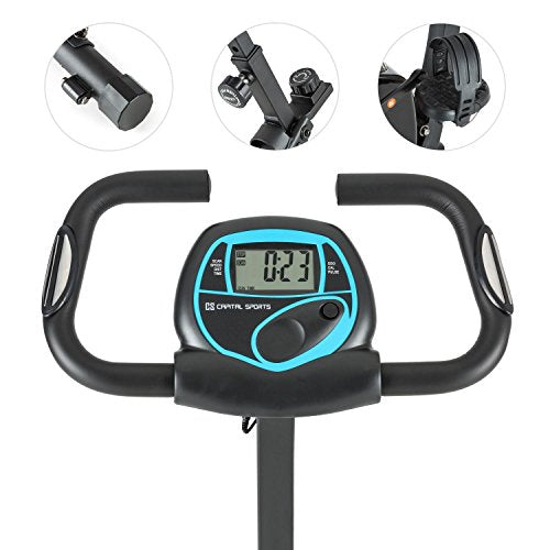 Capital Sports Trajector X-Bike Exercise Bike 3 kg Oscillating Weight Computer (LCD Screen, Pulse Measurement, 8 level Resistance) Blue