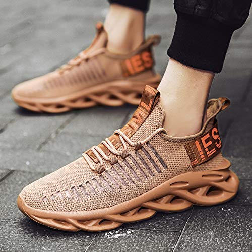 Tvtaop Mens Trainers Running Walking Shoes Fashion Air Sport Sneakers Outdoor Athletic Gym Fitness Workout Jogging Training Brown