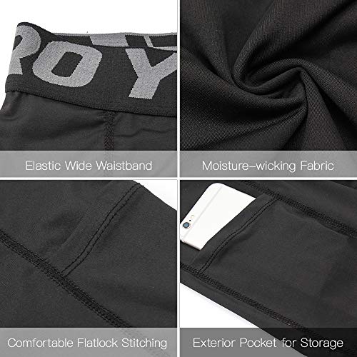 Lixada Men's 3 Pack Performance Compression Shorts Active Workout Underwear Base Layer Tights Short Leggings (Black&Grey&White(With Pockets), L)