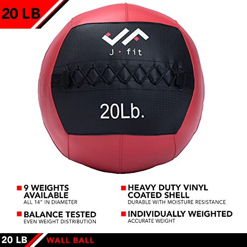 j/fit Wall Medicine Ball, Red/Black, 20 LB (20-0056)