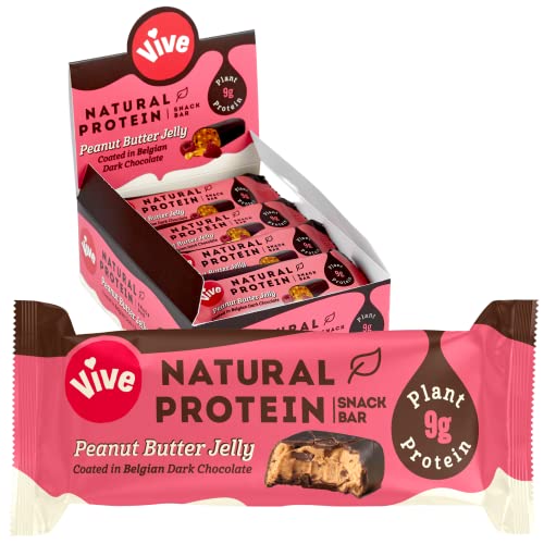 Vive Gluten Free Protein Bars, High Protein Snacks, Vegan, High-Fibre, 100% Natural, Non-Dairy, Peanut Butter Jelly Flavour, 12 x 49g