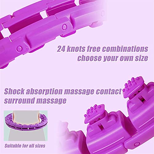 fitness hula hoops Weighted Smart Hula Hoop for Adults and Kids Exercising, 2 in 1 Abdomen Fitness Weight Loss Massage Non-Fall Hoola Hoops, 24 Detachable Knots Adjustable Weight Auto-Spinning Ball