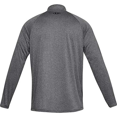 Under Armour mens Tech 2.0 1/2 Zip, Versatile Warm Up Top, Light and Breathable Zip Up Top for Working Out, Grey (Carbon Heather/Black 090), L