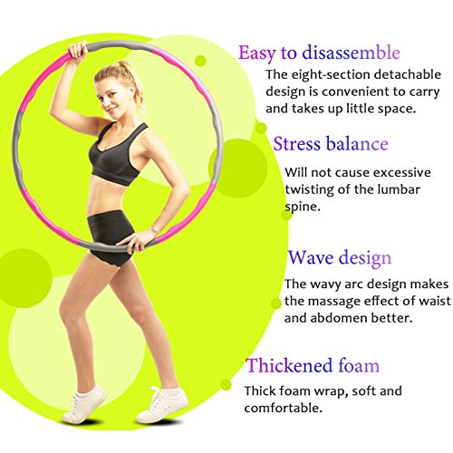 Fitness Hoop for Adult Folding Fitness Weight Loss Tyres with Foam Weights Weighted Fitness Hoop for Fitness Massage 8 Knots 1000g
