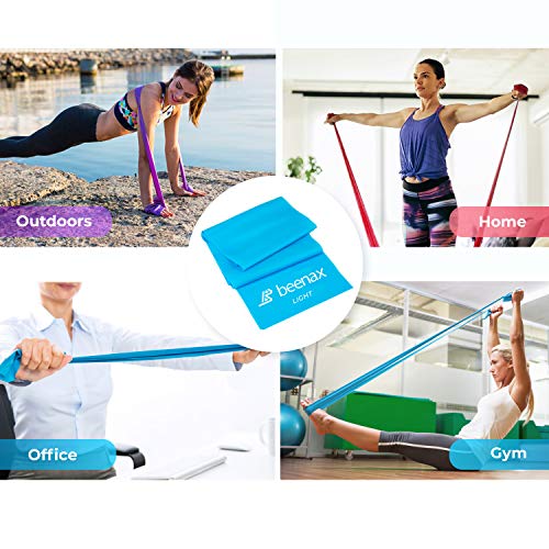 Beenax Resistance Bands (Set of 3) - Skin-Friendly Exercise Bands - 3 Resistance Levels for Pilates, Yoga, Rehab, Stretching, Fitness, Strength Training and Workout (Home & Gym & Office)