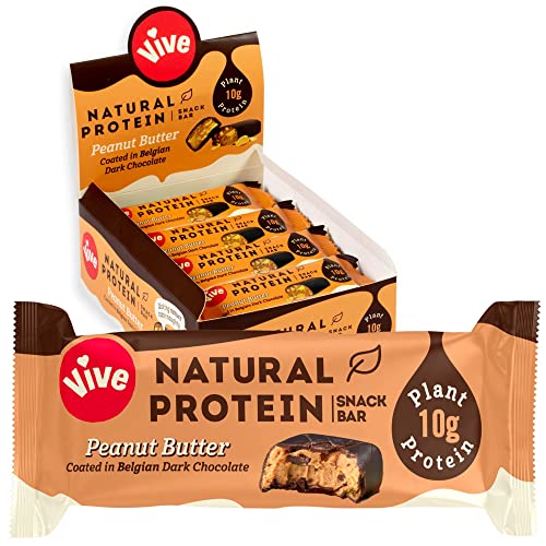 Vive Vegan Protein Bar, 100% Plant Based High Protein, Natural Sugar Chocolate Coated Snack - No Dairy & Gluten Free