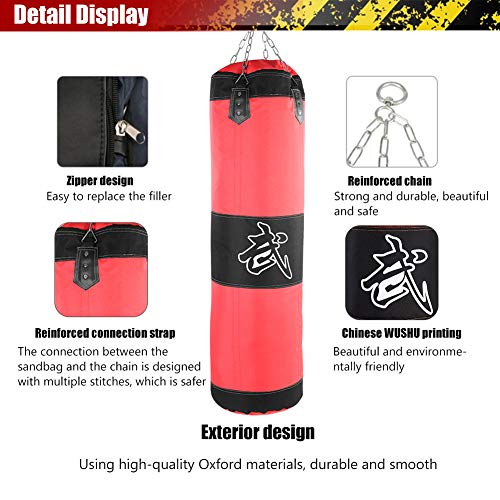 Dwawoo Punch Sandbag, Boxing Hook Kick Bag Boxing Training Equipment(100CM-Red)