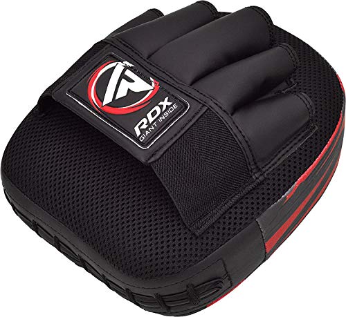 RDX Kids Boxing Pads Focus Mitts, Maya Hide Leather Curved Junior Hook and Jab Target Hand Pads, Coaching Strike Shield for Youth MMA, Boxercise, Martial Arts, Muay Thai, Kickboxing, Karate Training