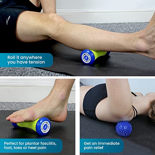 Beenax Foot Massage Roller and Hard Spiky Ball Set - Perfect for Plantar Fasciitis Recovery, Wrists and Forearms Exercise, Arm Pain, Trigger Point - Designed to Relieve Stress and Relax Tight Muscles