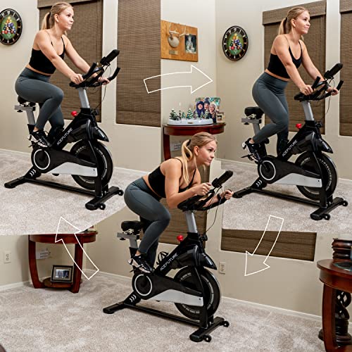 Acefuture Magnetic Resistance Exercise Bike for Home Use Stationary Bikes with 13.6kg Flywheel, Indoor Cycling Workout Bike with Hand Pulse, Fitness Tracker and Tablet/Water Bottle Holder, Black