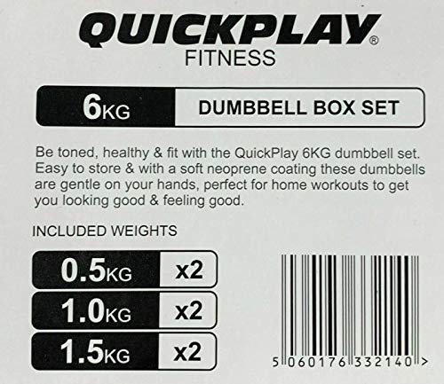 Quickplay 6kg Fitness Dumbells Hand Weights Set With Carry Case Workout Home Exercise Training Gym Equipment