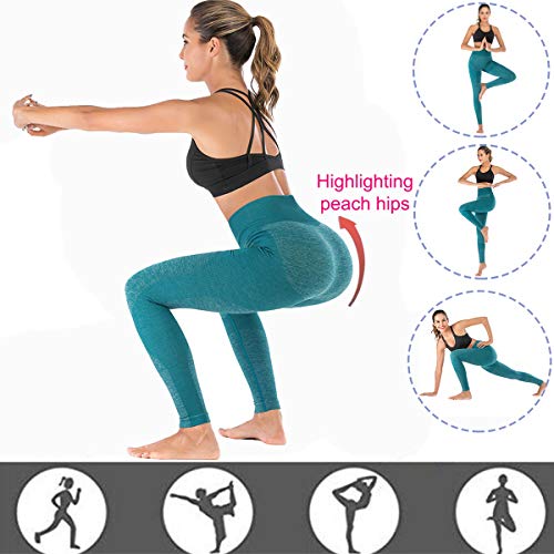 DODOING Gym Leggings Women High Waisted Seamless Yoga Leggings Ultra Stretch Fitness Workout Running Leggings Yoga Pants, 1 Green, M