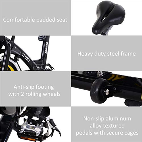 HOMCOM Stationary Exercise Bike with 10KG Flywheel Aerobic Training Indoor Cycling Upright Cardio Workout Home Fitness Racing Machine with LCD Monitor Phone Holder