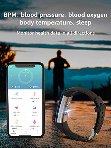 Activity Tracker Fitness Trackers Smart Watch with Body Temperature Heart Rate Blood Pressure Monitor IP68 Waterproof with Sleep Monitor Calorie Step Counter for Women Men