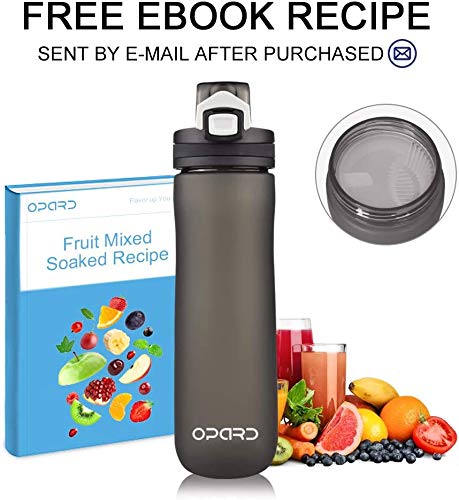 Opard Sports Water Bottle, 600ml BPA Free Non-Toxic Tritan Plastic Drinking Bottle with Leak Proof Flip Top Lid for Gym Yoga Fitness Camping (Black)