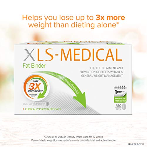 XLS-Medical Fat Binder 180 Tablets - Reduce Calorie Intake from Dietary Fats - Up to 3x more Weight Loss - With Litramine as Active Ingredient - 30-Day Treatment