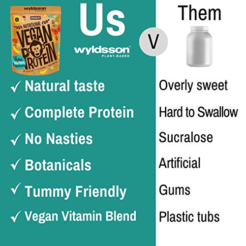 Vegan Protein Powders (28 Servings, 1kg) - All Natural Vegan Protein Shake High in Iron & Zinc with Fruits, Botanicals & Plant Based Protein Powder, Gluten Free, Dairy Free, Lactose Free (Chocolate)