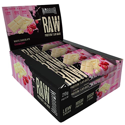 Warrior Raw Protein Flapjacks Bars x 75g Each Packed with 21g of Protein Supplements, White Chocolate Cranberry, 900 Gram, (Pack of 12) - Gym Store | Gym Equipment | Home Gym Equipment | Gym Clothing