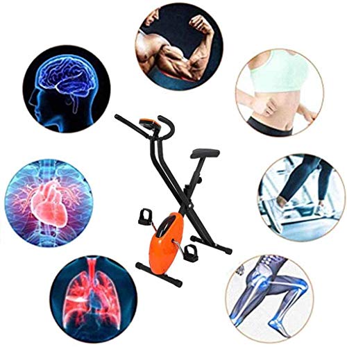 MUJING Exercise Stationary Folding Bike, Spin Indoor Cycling Riding Bike, Slim Cycle Fitness Exercise Equipment with Training Computer,Magnetic Standing Adjustable Bicycle Trainer Cardio Machine