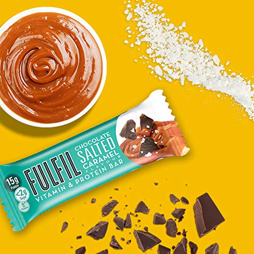 FULFIL Vitamin and Protein Snack-Size Bar (15 x 40g Bars) — Chocolate Salted Caramel Flavour — Low Sugar, 15g High Protein, 9 Vitamins