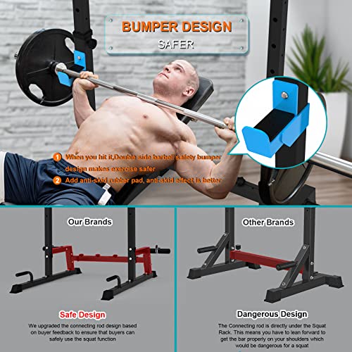 JX FITNESS Squat Rack Multi-Function Barbell Rack Height Adjustable Dip Stand Home Gym Weight Lifting Bench Press Dip Station Push up Portable Strength Training Dumbbell Rack - Gym Store