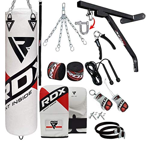 RDX Punch Bag for Boxing Training, 4ft 5ft Filled Heavy Bag Set with Punching Gloves, Chain, Wall Bracket,17pc for Grappling, MMA, Kickboxing, Muay Thai, Karate, BJJ,Taekwondo