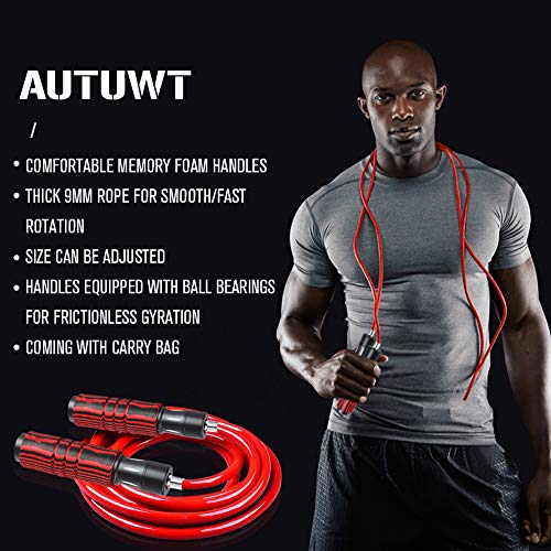 Weighted Skipping Rope Set [6MM Rope & Plus 9MM Rope],Adjustable Jump Rope,Foam Wraps Around Aluminum Handles,For Cardio, Boxing and MMA, Endurance Training, Fitness Workouts