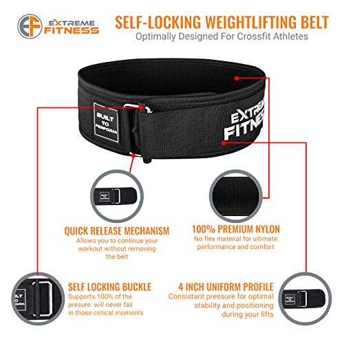 EXTREME FITNESS Weight Lifting Nylon Weightlifting Belt for Power Lifting and Athletes (Red, XS)