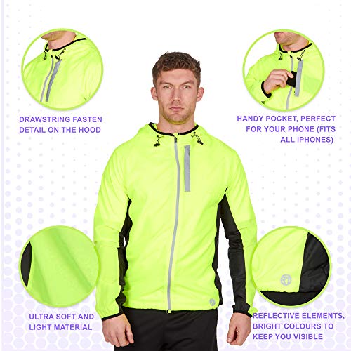 Red Tag Kagool Mens Quick Dry Pac Mac Lightweight Running Packable Jacket with Hood Bright Green XL