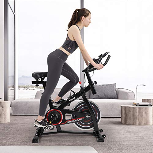 Birtech Exercise Bike Indoor Cycling Fitness Bike Spinning Bike for Home Training Belt Driven 8KG Flywheel with Infinite Resistance, Heart Rate Monitor, Adjustable Handlebars & Seat, LCD Display