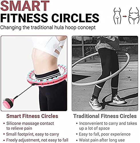 Smart Hula Hoop for Adults, Weighted Hoola Hoops with Ball, 24 Detachable Knots Smart Hoop, 2 in 1 Massage and Fitness Non-Falling Hula Ring for Fitness Exercise Weight Loss (1.5kg)