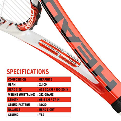 HEAD Microgel Radical Tennis Racket - Pre-Strung 27 Inch Adult Racquet - 4 1/2 Inch Grip