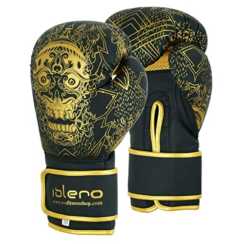 Islero Fitness Matte Black Boxing Gloves Men Punch Bag Women MMA Muay Thai Martial Arts Kick Boxing Sparring Training Fighting Gloves With Hand Wraps (Black, 12 OZ)