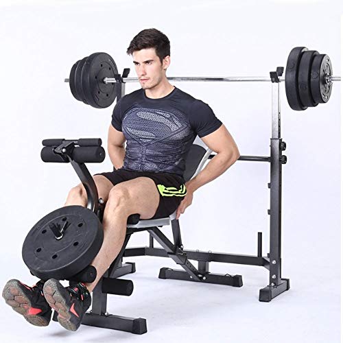 Olympic Workout Bench With Independent Squat Rack And Preacher Pad For Weight-Lifting&Full-Body Workout， Strength Training For Home Use Indoor Outdoor