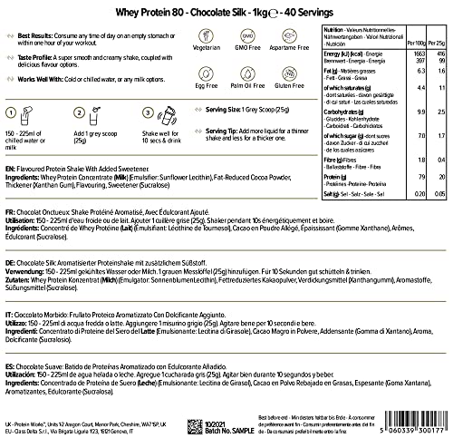 Protein Works - Whey Protein 80 (Concentrate) Powder | 82% Protein | Low Sugar, High Protein Shake | Chocolate Silk | 1 Kg