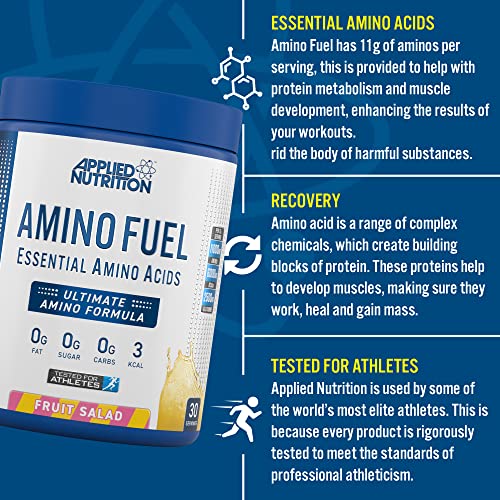 Applied Nutrition Amino Fuel - Amino Acids Supplement, EAA Essential Amino Acids Powder, Muscle Fuel & Recovery (390g - 30 Servings) (Fruit Salad)