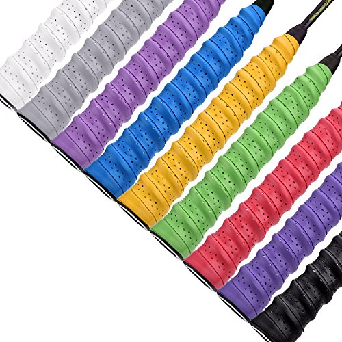 Pangda Tennis Badminton Racket Overgrips for Anti-slip and Absorbent Grip (9 Pack, Multicolored)