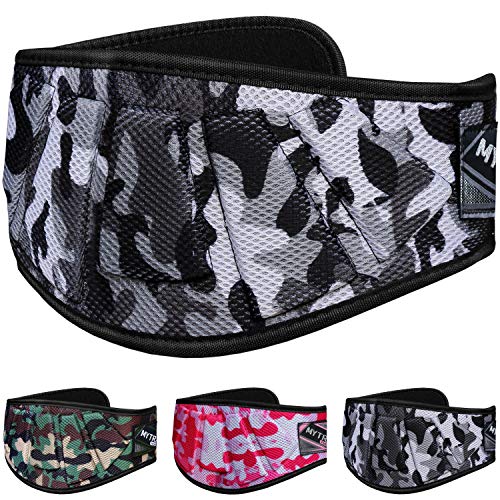 Mytra Fusion Ultra Sleek Camo Fitness Weight Lifting Belt Neoprene Mesh (Camo Grey, X-Small)