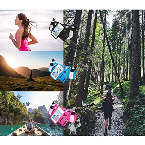 Clever Bees Elastic Running Belt Water Bottle Holder and Armband Smartphone Holder Pouch for Hydration during Sports, Hiking, Cross, Walking, Trail, Supplied with 2 Bottles, Pink