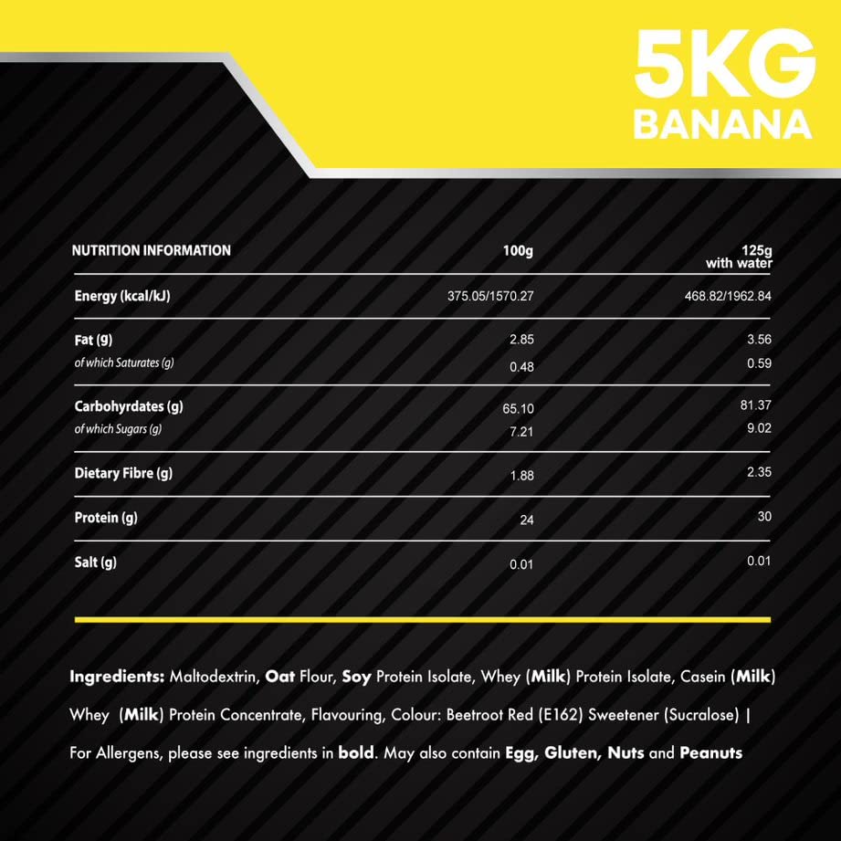 The Bulk Protein Company - Serious Gainz – Mass Gainer Protein Powder – Banana 5kg, B142-BA