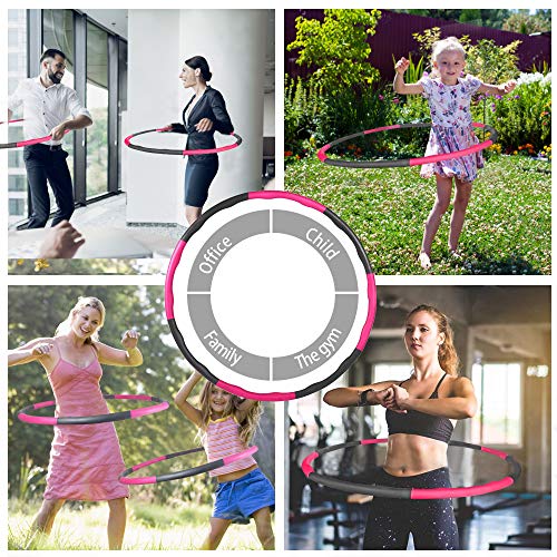 Funstorm Weighted Hula Hoops 6-8 Sections Detachable Adjustable 0.64kg（1.41lbs） For Home Fitness Hula Hoops For Belly Shaping Adults, Kids for fun,Wavy Design Soft Padding