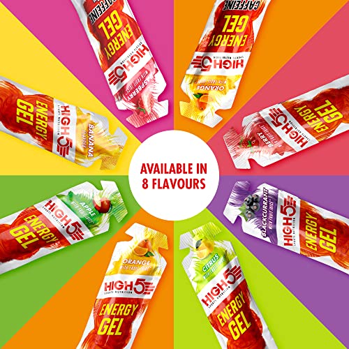 HIGH5 Energy Gel Caffeine Quick Release Energy On The Go From Natural Fruit Juice (Orange Caffeine, 20 x 40g)