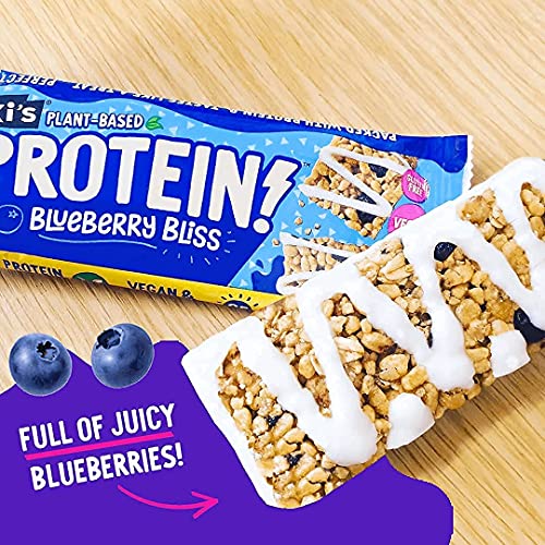 Lexi's® Plant-Based Protein Crispy Bar | Vegan & Gluten Free | High Fibre | Low Calorie Healthy Snack | Dairy Free, Nut Free, No Sweeteners | Blueberry & Vanilla (12 x 40g)