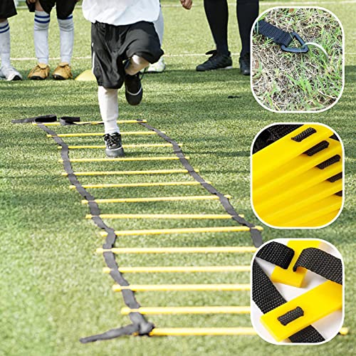 GOOHOME Sport Speed Training Set 6M 12 Rung Agility Ladder Speed Ladder Football Training Equipment with 12 Disc Cones 4 Nail and a Carry Bag for Football Tennis Footwork and Boxing Training