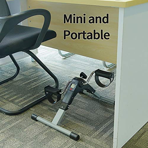Sucastle Folding Mini Exercise Bike Home Pedal Exerciser Adjustable Resistance with LCD Display Portable Gym Fitness Leg Arm Cardio Training for Women Men Elder